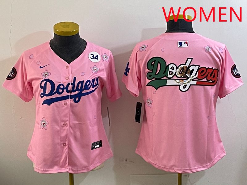 Women Los Angeles Dodgers Blank Pink Sakura Edition 2025 Nike MLB Jersey style 11